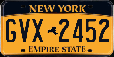 NY license plate GVX2452