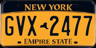 NY license plate GVX2477