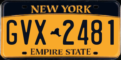 NY license plate GVX2481