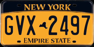 NY license plate GVX2497