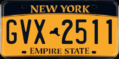 NY license plate GVX2511