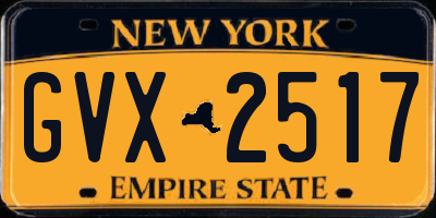 NY license plate GVX2517