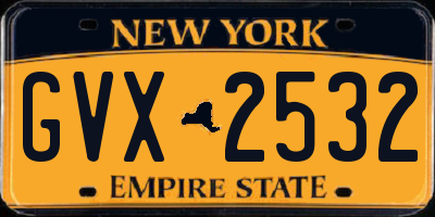 NY license plate GVX2532