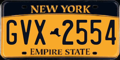 NY license plate GVX2554