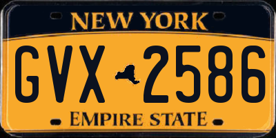 NY license plate GVX2586