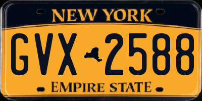 NY license plate GVX2588