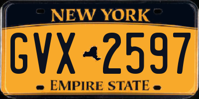 NY license plate GVX2597