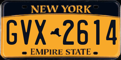 NY license plate GVX2614
