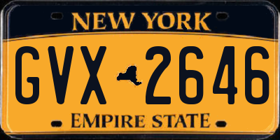 NY license plate GVX2646