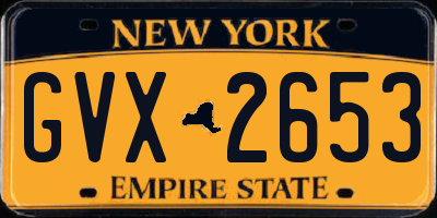 NY license plate GVX2653