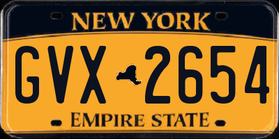 NY license plate GVX2654
