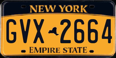 NY license plate GVX2664