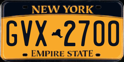 NY license plate GVX2700
