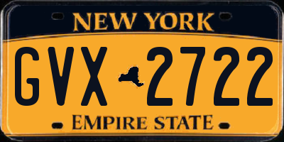 NY license plate GVX2722
