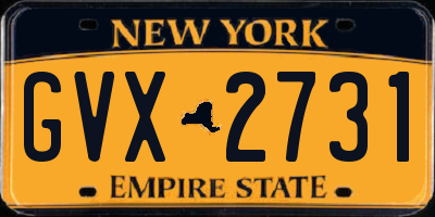NY license plate GVX2731