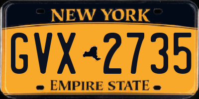 NY license plate GVX2735