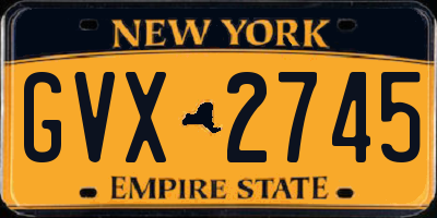 NY license plate GVX2745