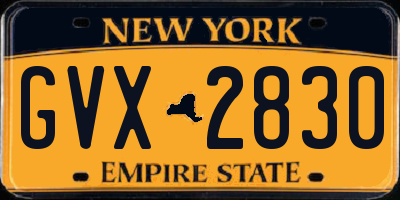 NY license plate GVX2830