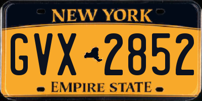 NY license plate GVX2852