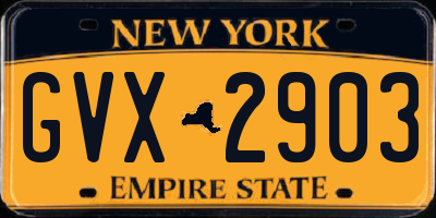 NY license plate GVX2903
