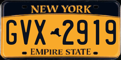 NY license plate GVX2919