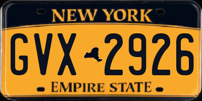 NY license plate GVX2926
