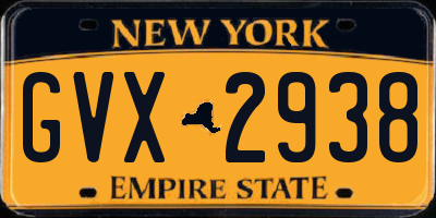 NY license plate GVX2938