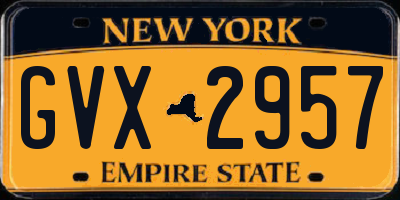 NY license plate GVX2957