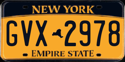 NY license plate GVX2978