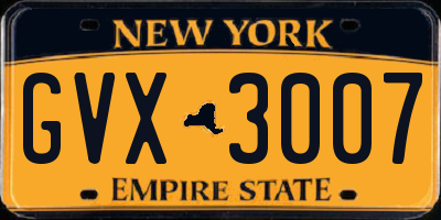 NY license plate GVX3007