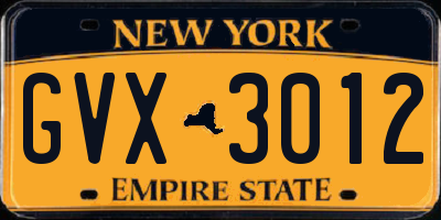 NY license plate GVX3012