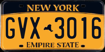 NY license plate GVX3016