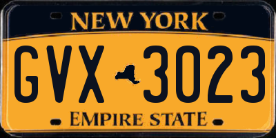 NY license plate GVX3023