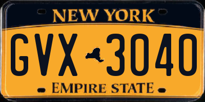 NY license plate GVX3040