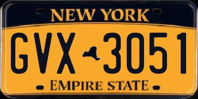 NY license plate GVX3051