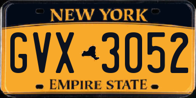 NY license plate GVX3052