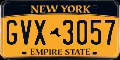NY license plate GVX3057