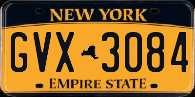 NY license plate GVX3084
