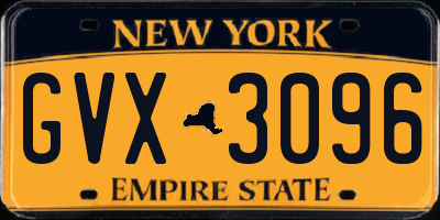 NY license plate GVX3096