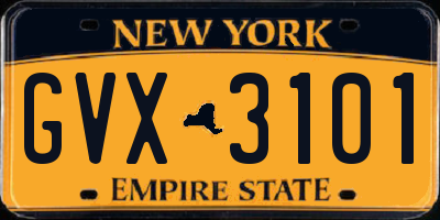 NY license plate GVX3101