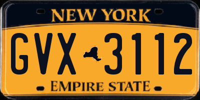 NY license plate GVX3112