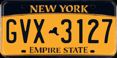 NY license plate GVX3127