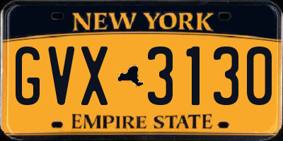 NY license plate GVX3130