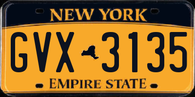 NY license plate GVX3135