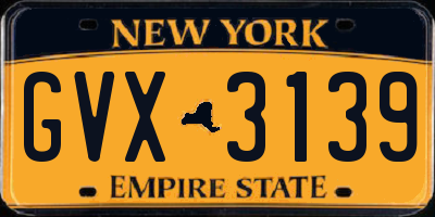 NY license plate GVX3139