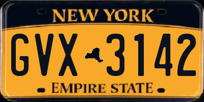 NY license plate GVX3142