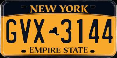 NY license plate GVX3144