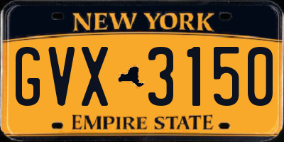 NY license plate GVX3150