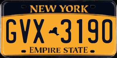 NY license plate GVX3190