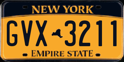 NY license plate GVX3211